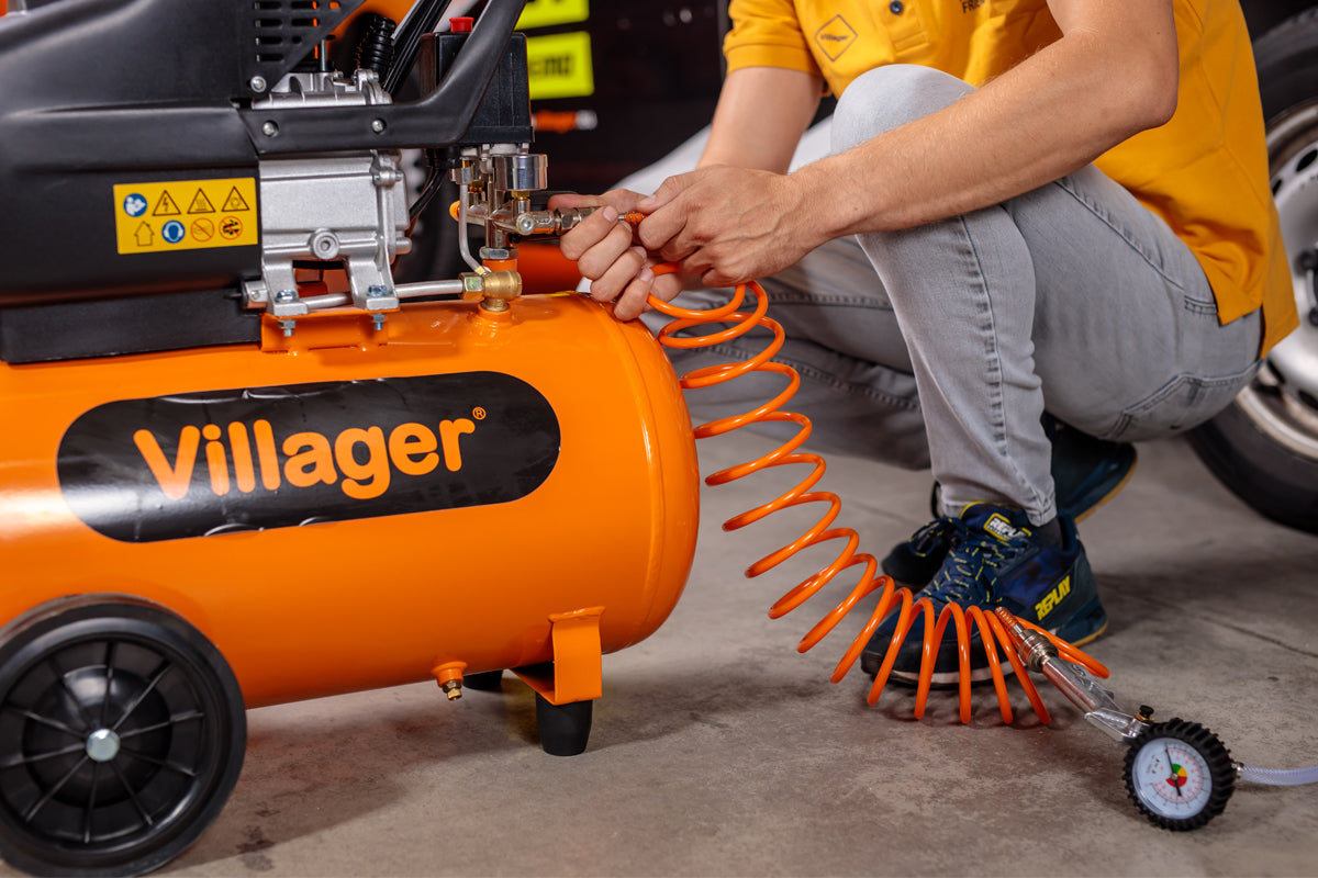 Villager VAT 50 L - Ölgeschmierter 50 l Kompressor mit 206 l/min Luftleistung & 8 bar - VI-007585