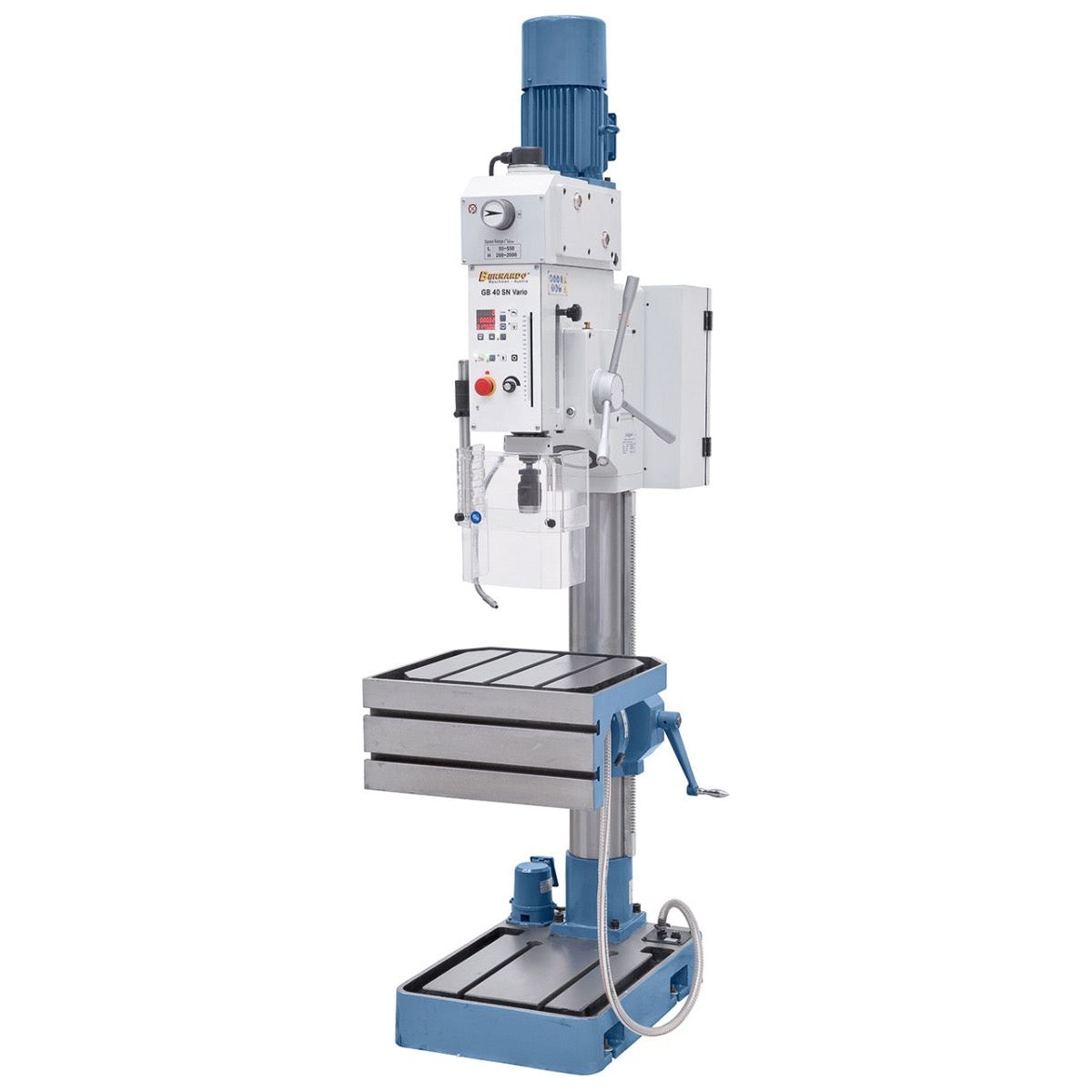 BERNARDO Getriebebohrmaschine mit stufenloser Drehzahl – Modell GB 40 SN Vario mit Winkeltisch
