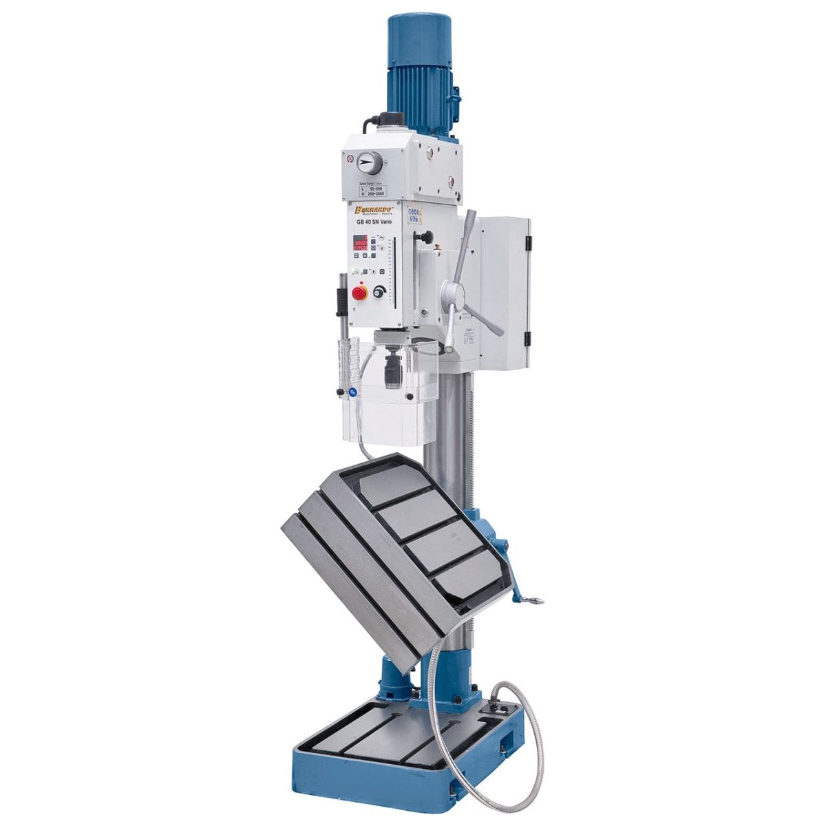 BERNARDO Getriebebohrmaschine mit stufenloser Drehzahl – Modell GB 40 SN Vario mit Winkeltisch