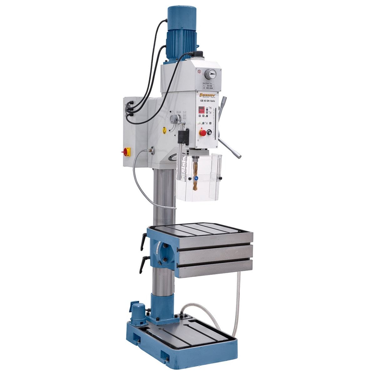 BERNARDO Getriebebohrmaschine mit stufenloser Drehzahl – Modell GB 40 SN Vario mit Winkeltisch