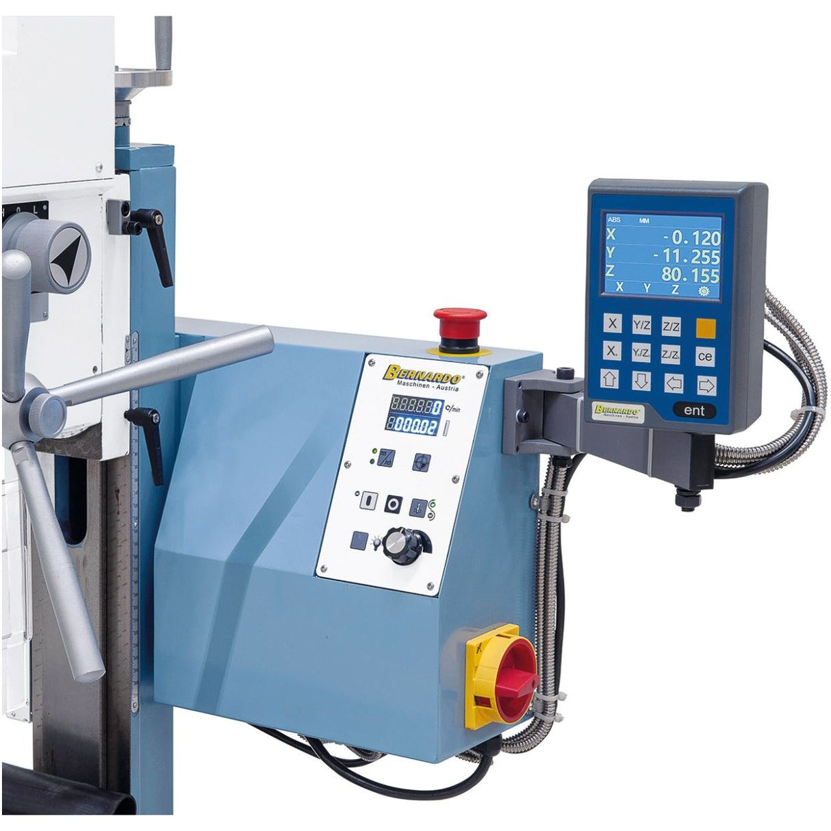 BERNARDO Bohr- und Fräsmaschine – Modell KF 26 L Top mit Vorschub inkl. 3-Achs Digitalanzeige DT 40