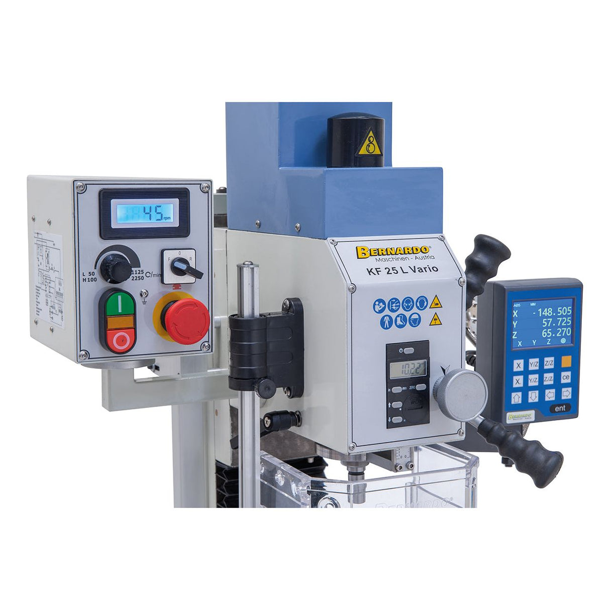 BERNARDO Bohr- und Fräsmaschine – Modell KF 25 L Vario inkl. 3-Achs Digitalanzeige DT 40