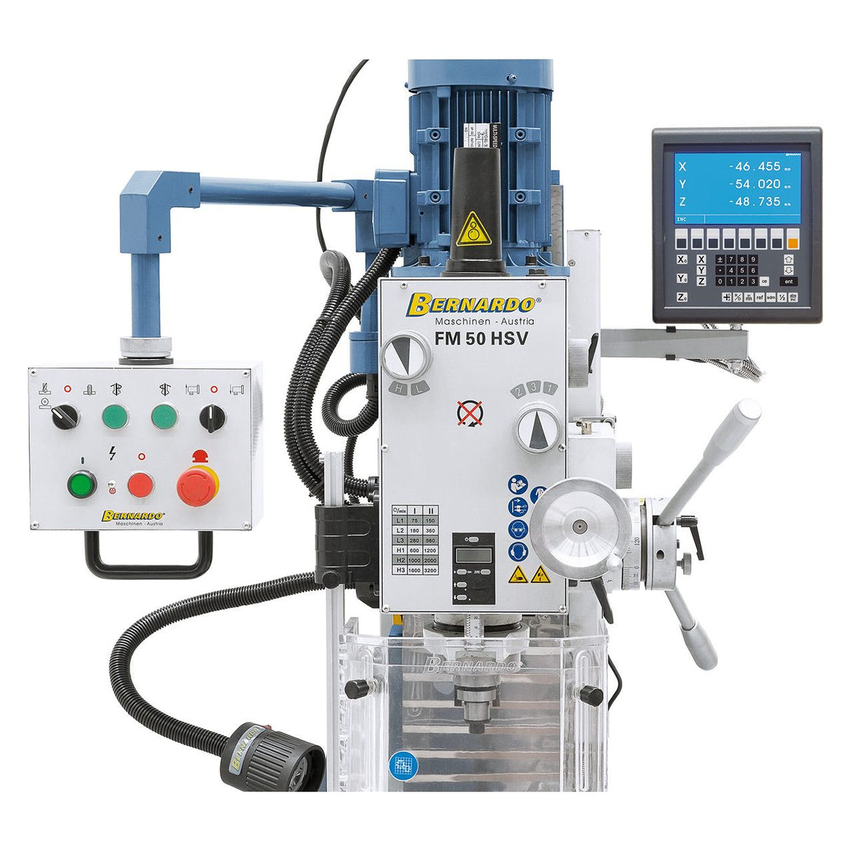 BERNARDO Bohr- und Fräsmaschine – Modell FM 50 HSV inkl. 3-Achs-Digitalanzeige ES-12 V