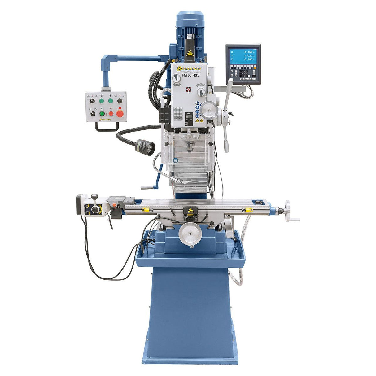 BERNARDO Bohr- und Fräsmaschine – Modell FM 55 HSV inkl. 3-Achs-Digitalanzeige ES-12 V und Vorschub für x-Achse