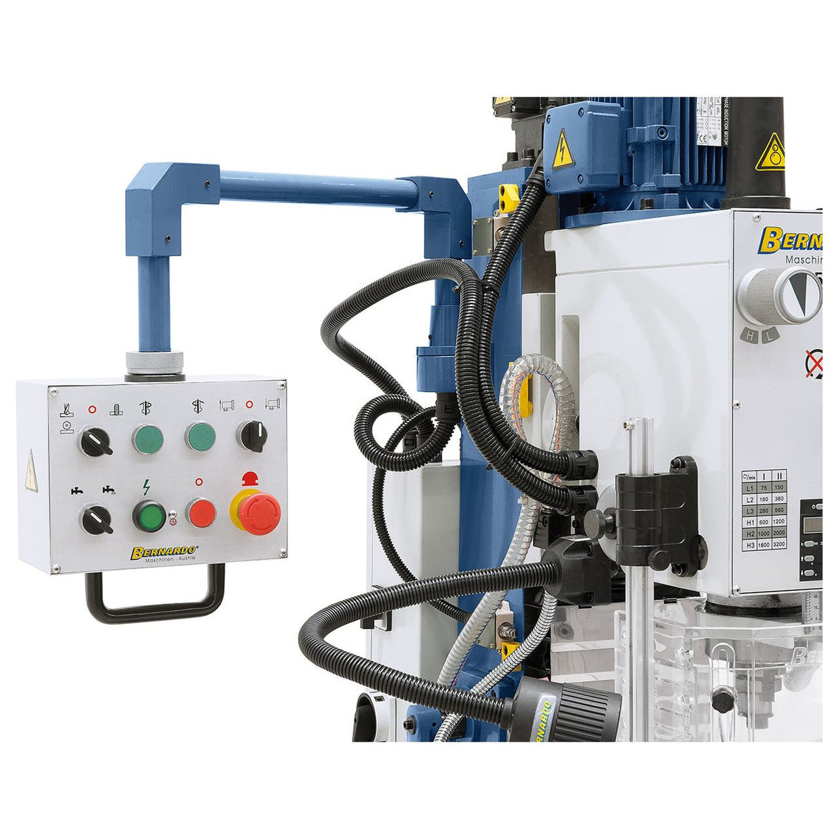 BERNARDO Bohr- und Fräsmaschine – Modell FM 55 HSV inkl. 3-Achs-Digitalanzeige ES-12 V und Vorschub für x-Achse