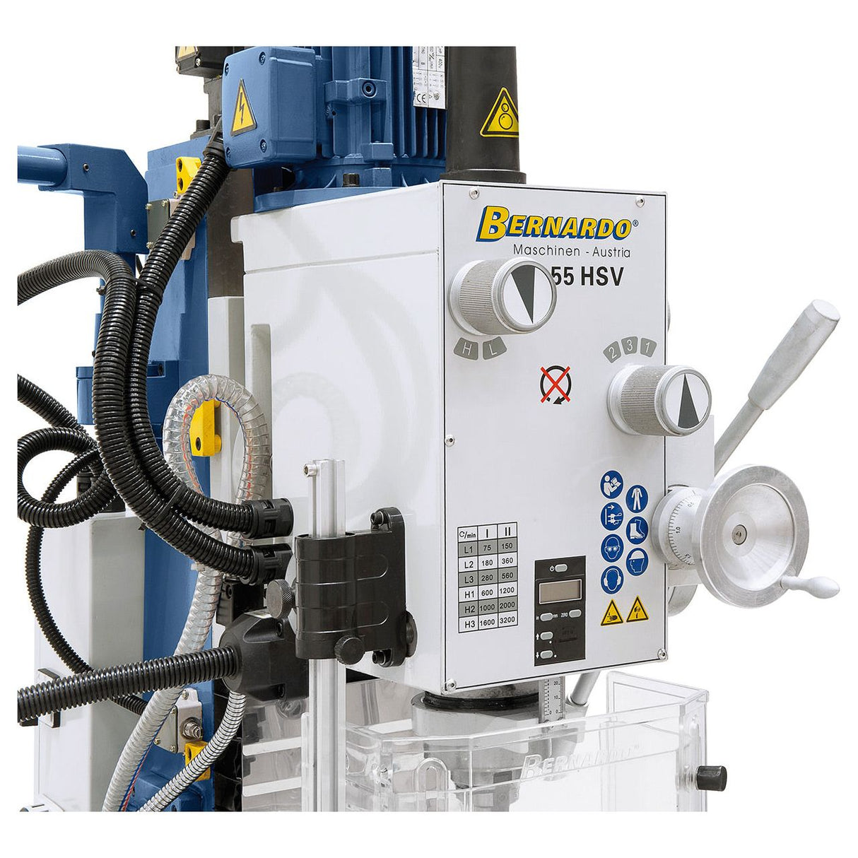 BERNARDO Bohr- und Fräsmaschine – Modell FM 55 HSV inkl. 3-Achs-Digitalanzeige ES-12 V und Vorschub für x-Achse