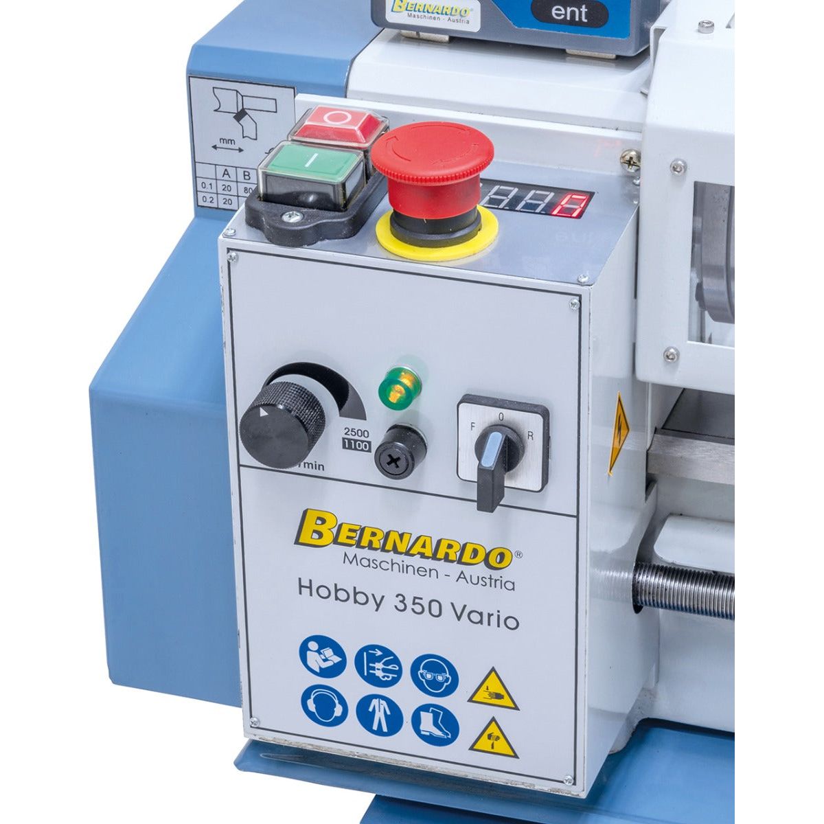 BERNARDO Leitspindeldrehmaschine – Modell Hobby 350 Vario / 230 V inkl. 2-Achs Digitalanzeige