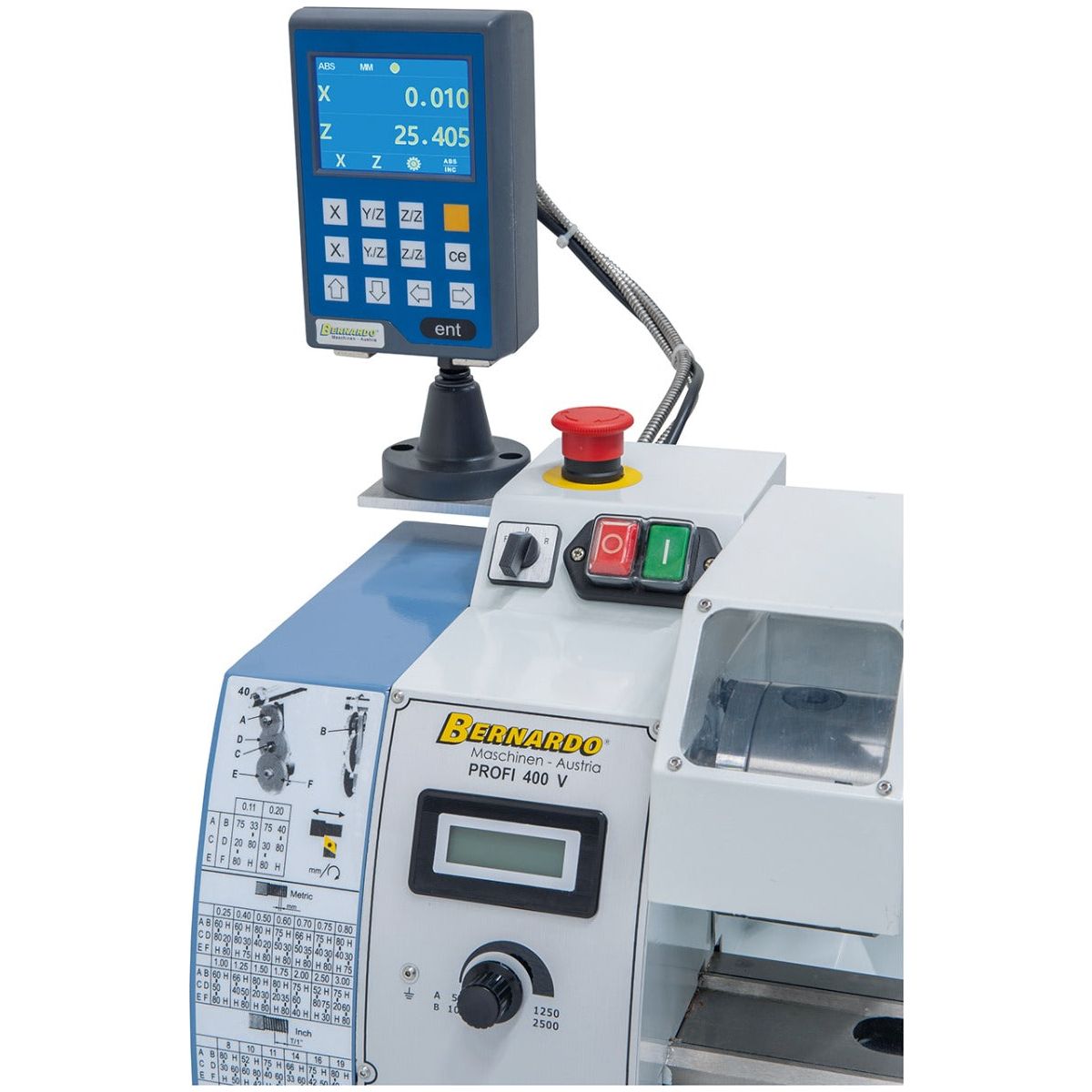 BERNARDO Leitspindeldrehmaschine – Modell Profi 400 V / 230 V inkl. 2-Achs Digitalanzeige DT 40