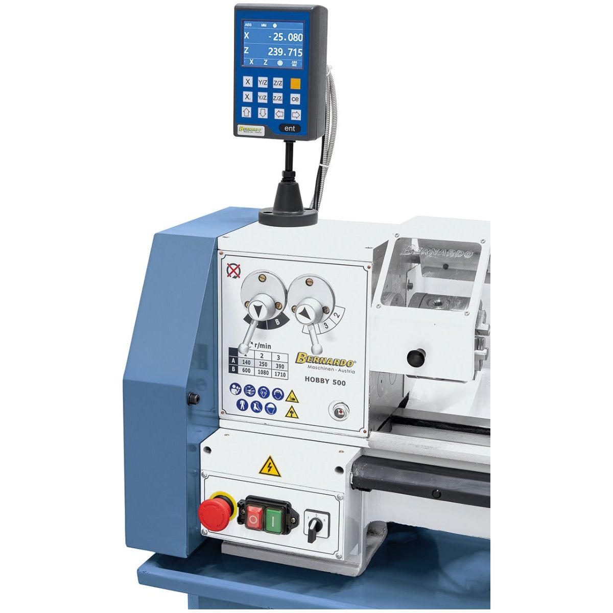 BERNARDO Leitspindeldrehmaschine – Modell Hobby 500 / 230 V inkl. 2-Achs Digitalanzeige DT 40