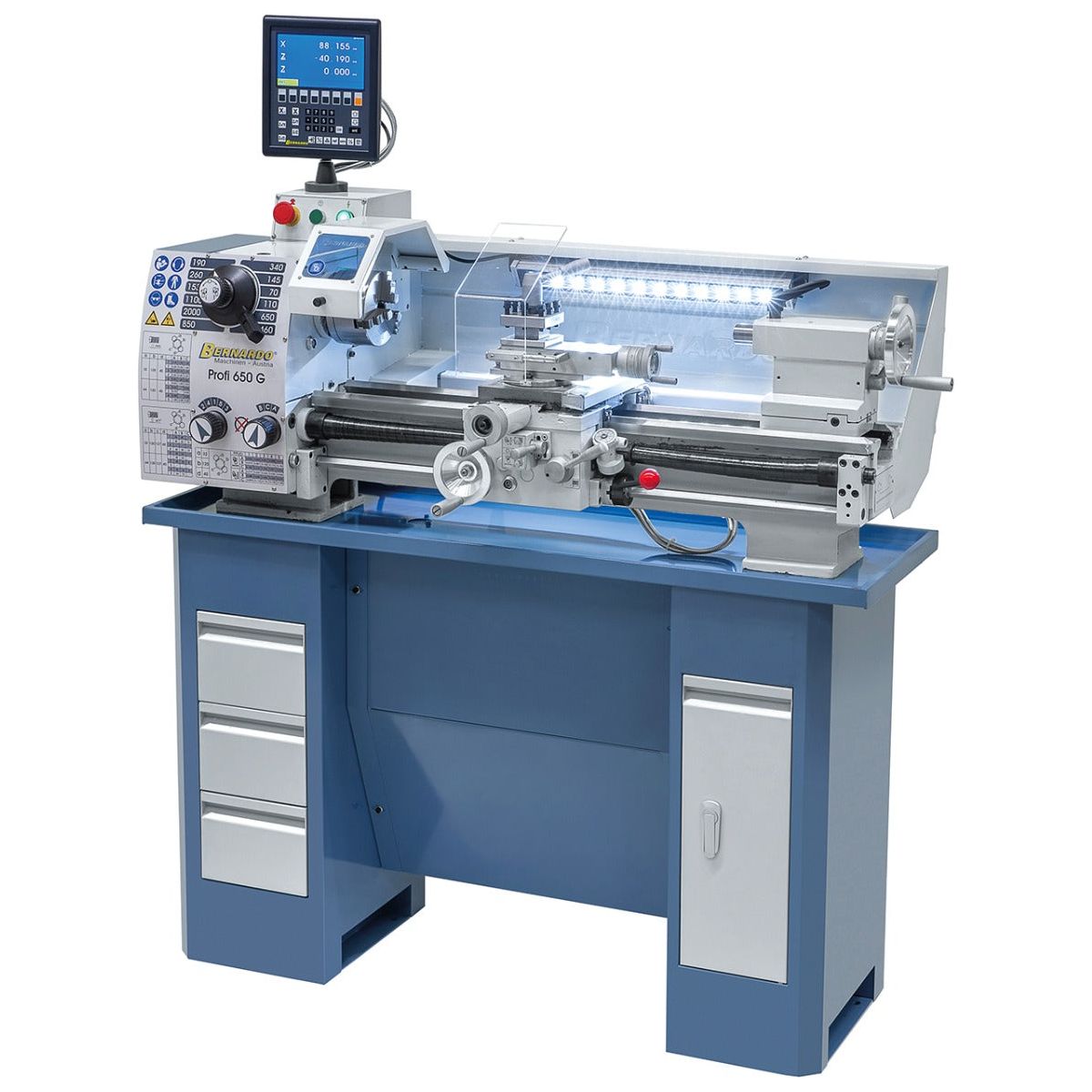 BERNARDO Leit- und Zugspindeldrehmaschine – Modell Profi 650 G / 230 V inkl. 2-Achs-Digitalanzeige ES-12 V
