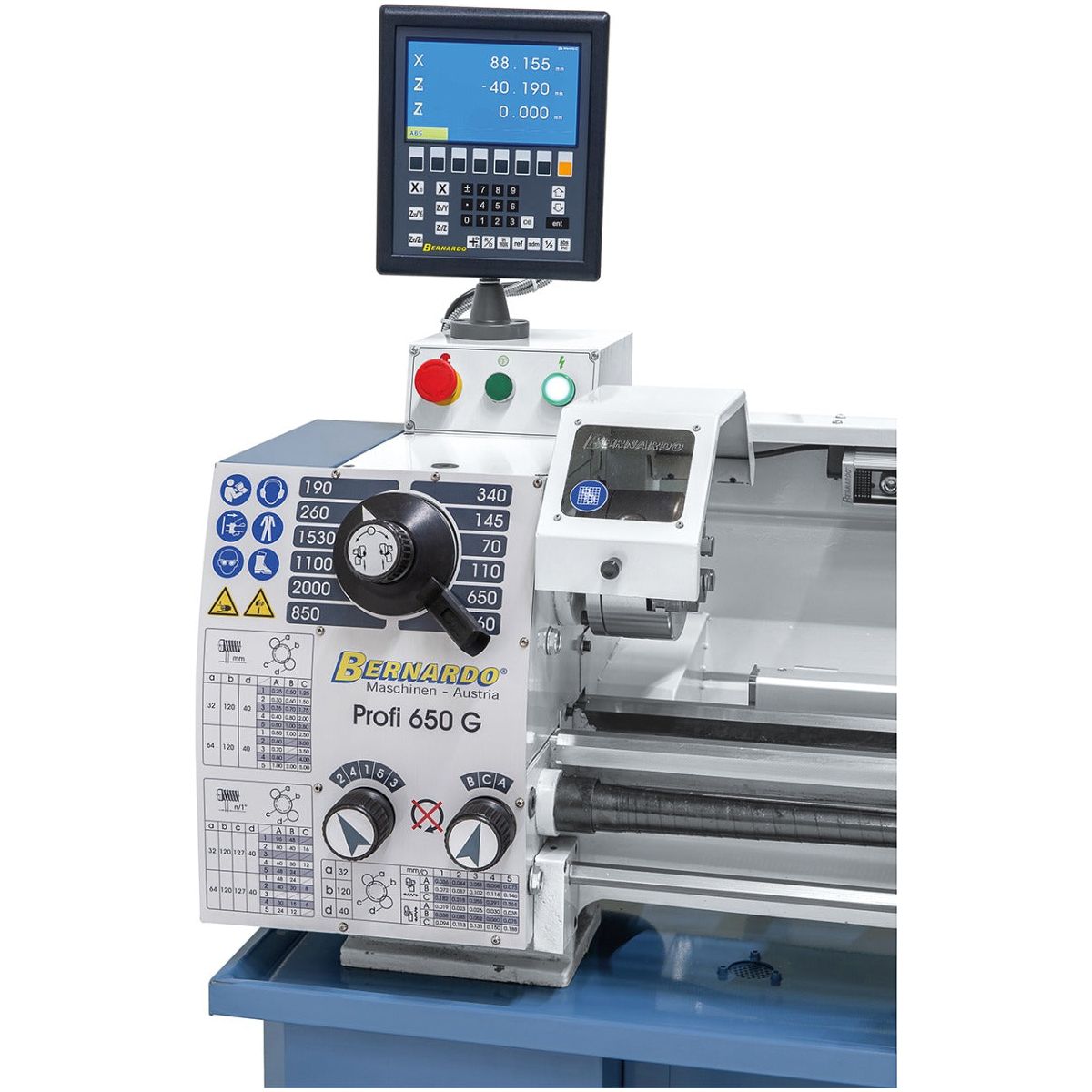 BERNARDO Leit- und Zugspindeldrehmaschine – Modell Profi 650 G / 230 V inkl. 2-Achs-Digitalanzeige ES-12 V