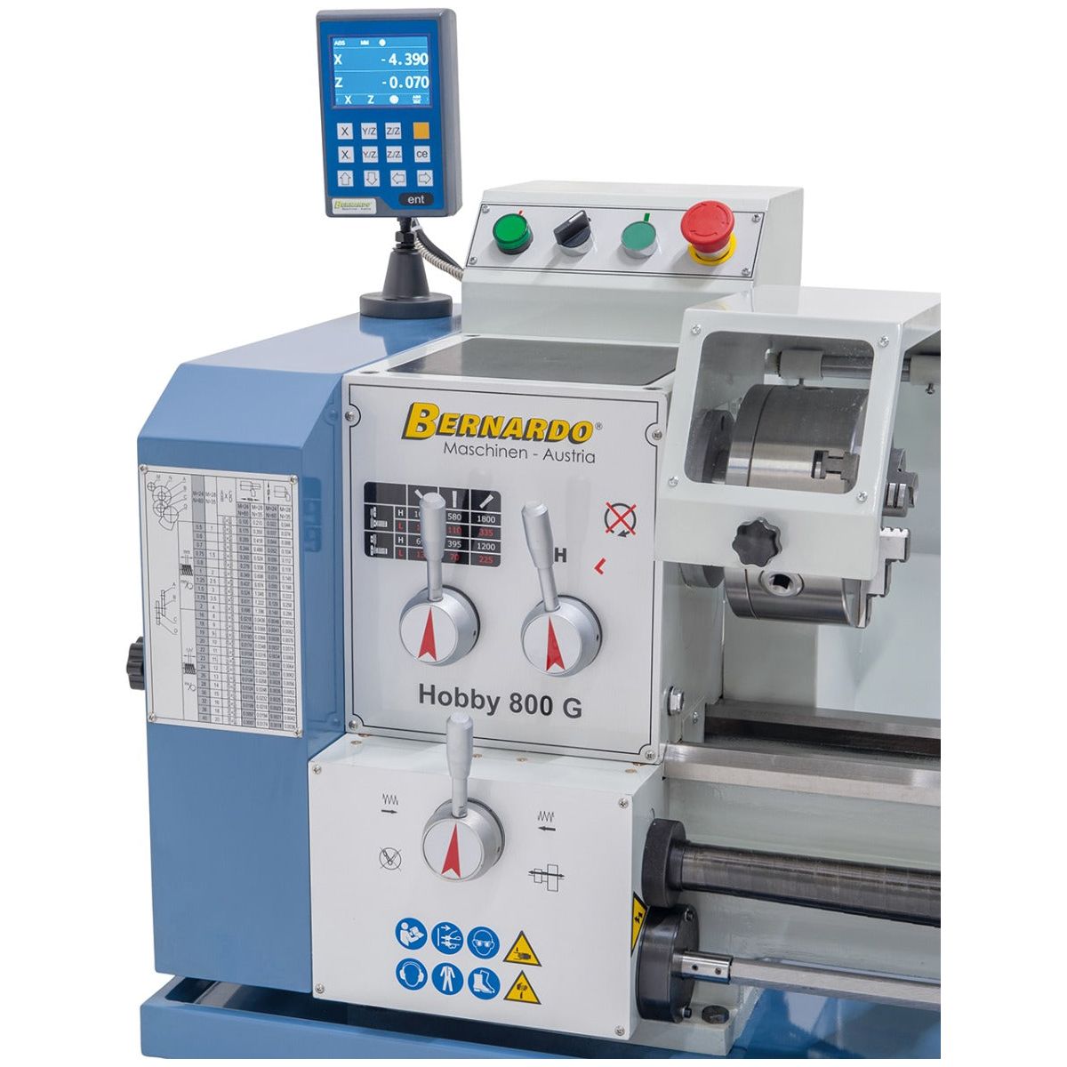 BERNARDO Leit- und Zugspindeldrehmaschine – Modell Hobby 800 G / 400 V inkl. 3-Achs Digitalanzeige DT 40