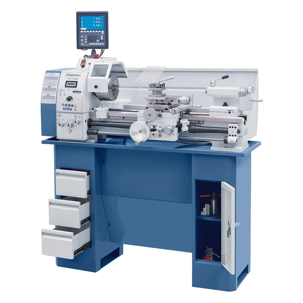 BERNARDO Leit- und Zugspindeldrehmaschine – Modell Profi 700 BQV / 230 V inkl. 2-Achs-Digitalanzeige ES-12 V