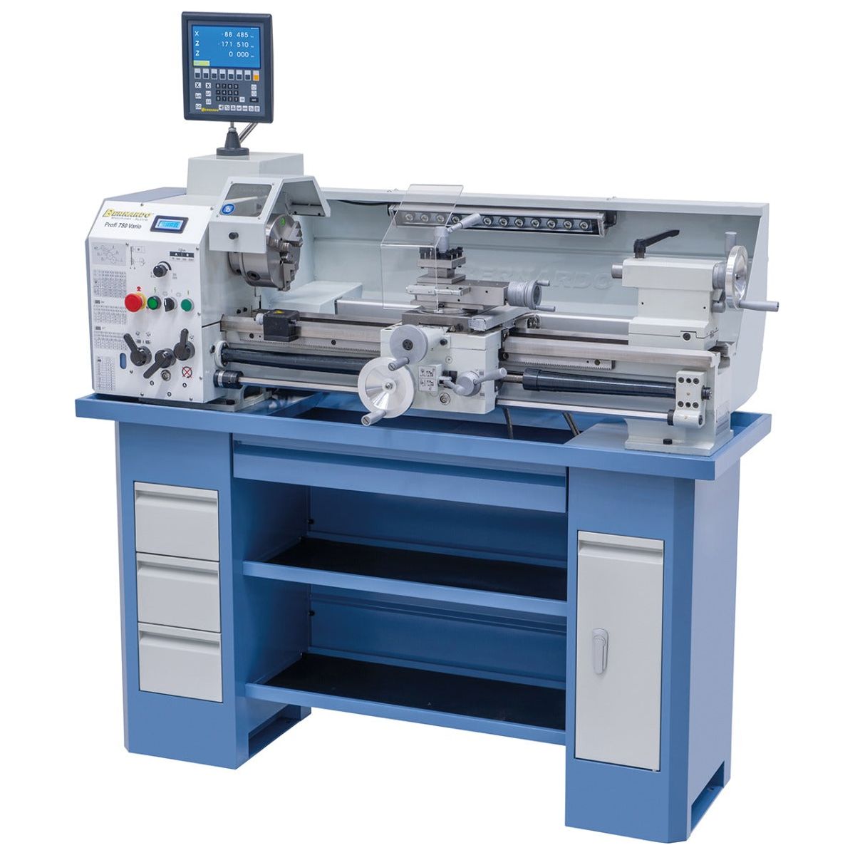 BERNARDO Leit- und Zugspindeldrehmaschine – Modell Profi 750 Vario / 400 V inkl. 2-Achs-Digitalanzeige ES-12 V