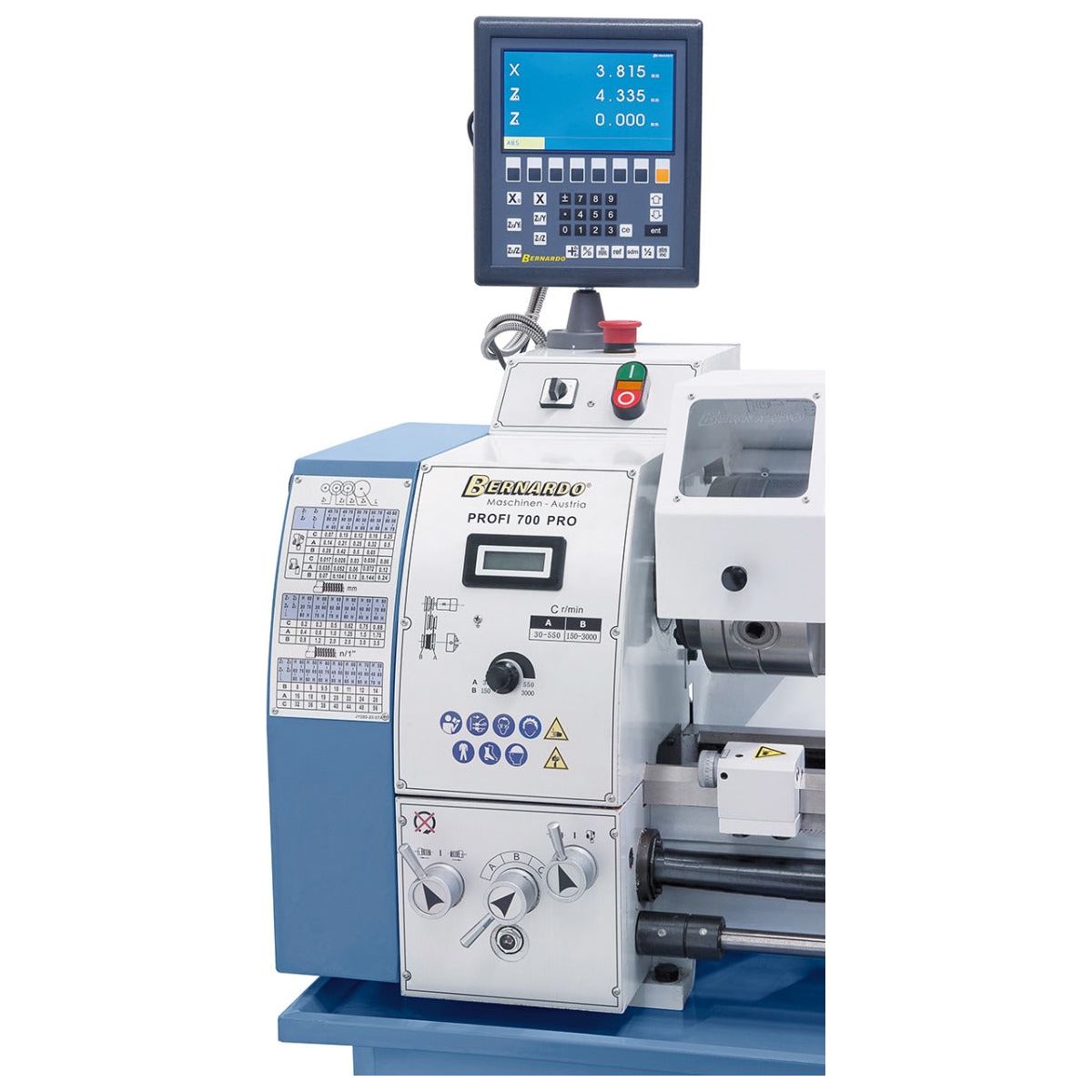 BERNARDO Leit- und Zugspindeldrehmaschine – Modell Profi 700 PRO / 400 V inkl. 2-Achs-Digitalanzeige ES-12 V
