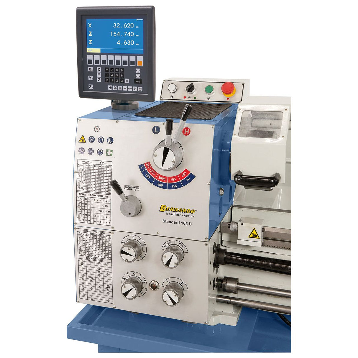 BERNARDO Leit- und Zugspindeldrehmaschine – Modell Standard 165 D inkl. 3-Achs-Digitalanzeige ES-12 V