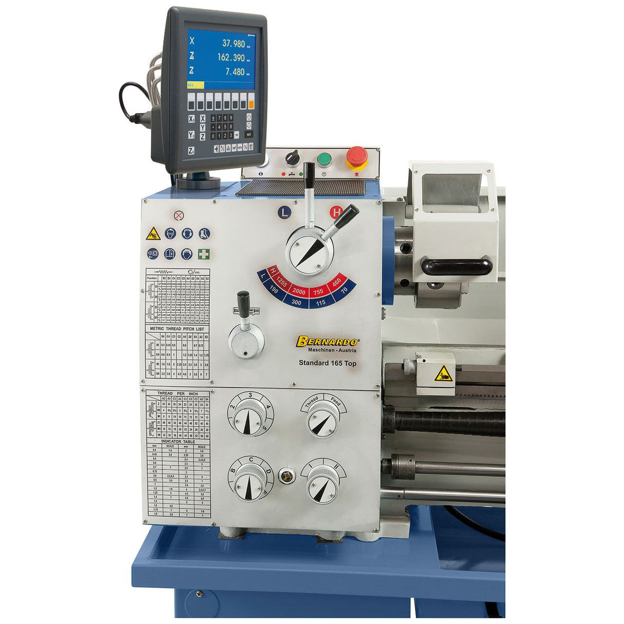 BERNARDO Leit- und Zugspindeldrehmaschine – Modell Standard 165 Top inkl. 3-Achs-Digitalanzeige ES-12 V