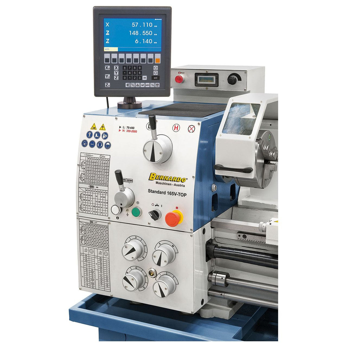 BERNARDO Leit- und Zugspindeldrehmaschine – Modell Standard 165 V-Top inkl. 3-Achs-Digitalanzeige ES-12 V