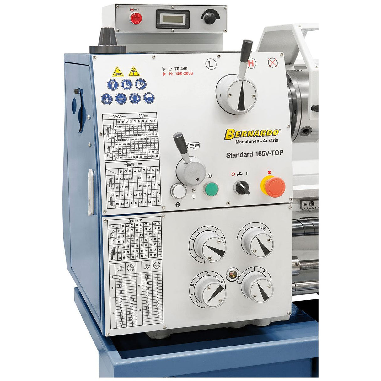 BERNARDO Leit- und Zugspindeldrehmaschine – Modell Standard 165 V-Top inkl. 3-Achs-Digitalanzeige ES-12 V