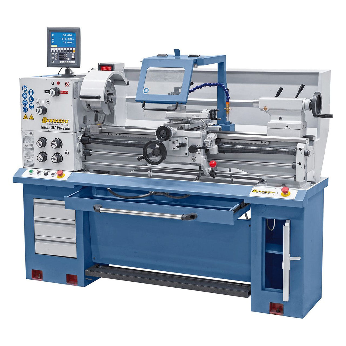 BERNARDO Universaldrehmaschine mit stufenloser Drehzahl – Modell Master 360 Pro Vario inkl. 3-Achs-Digitalanzeige ES-12 V