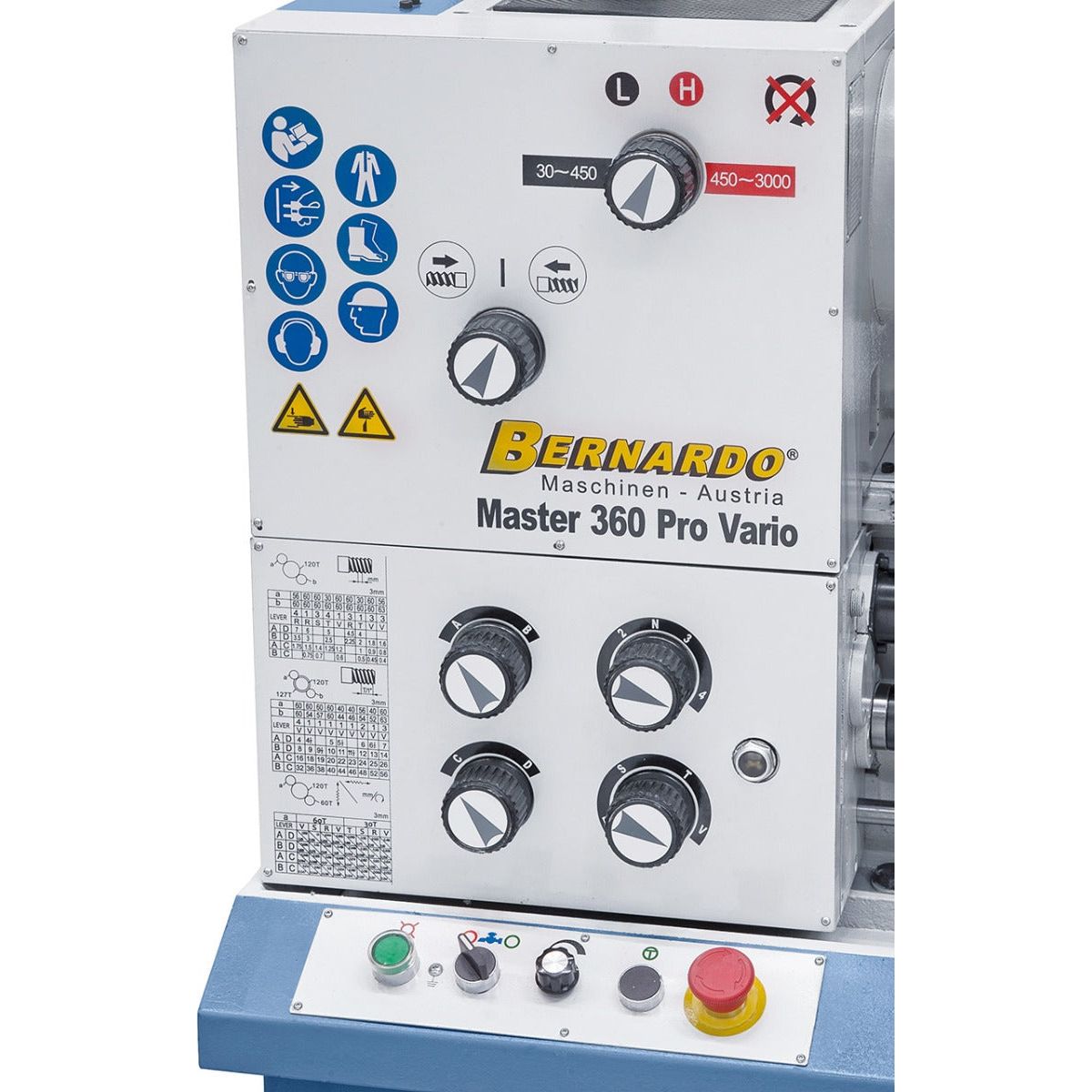 BERNARDO Universaldrehmaschine mit stufenloser Drehzahl – Modell Master 360 Pro Vario inkl. 3-Achs-Digitalanzeige ES-12 V