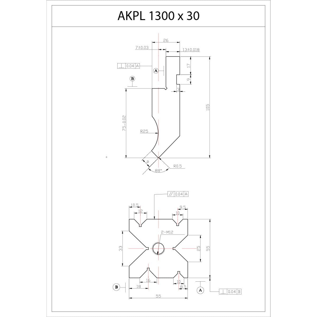 BERNARDO Hydraulische Abkantpresse – Modell AKPL 1300 x 30