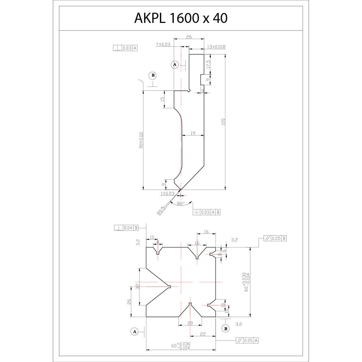 BERNARDO Hydraulische Abkantpresse – Modell AKPL 1600 x 40