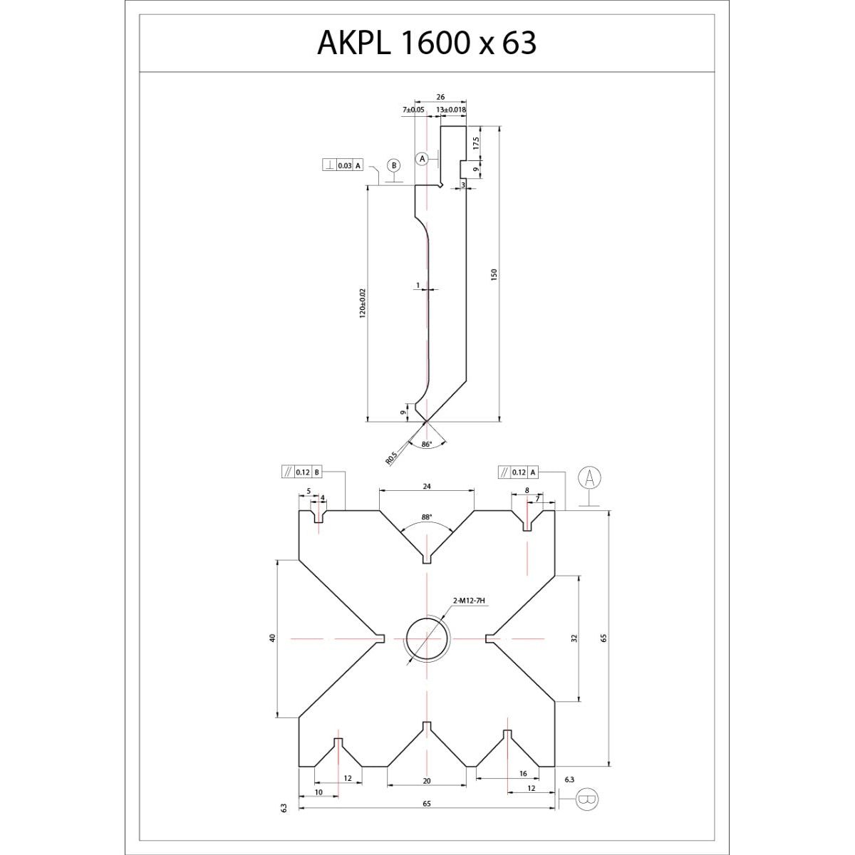 BERNARDO Hydraulische Abkantpresse – Modell AKPL 1600 x 63