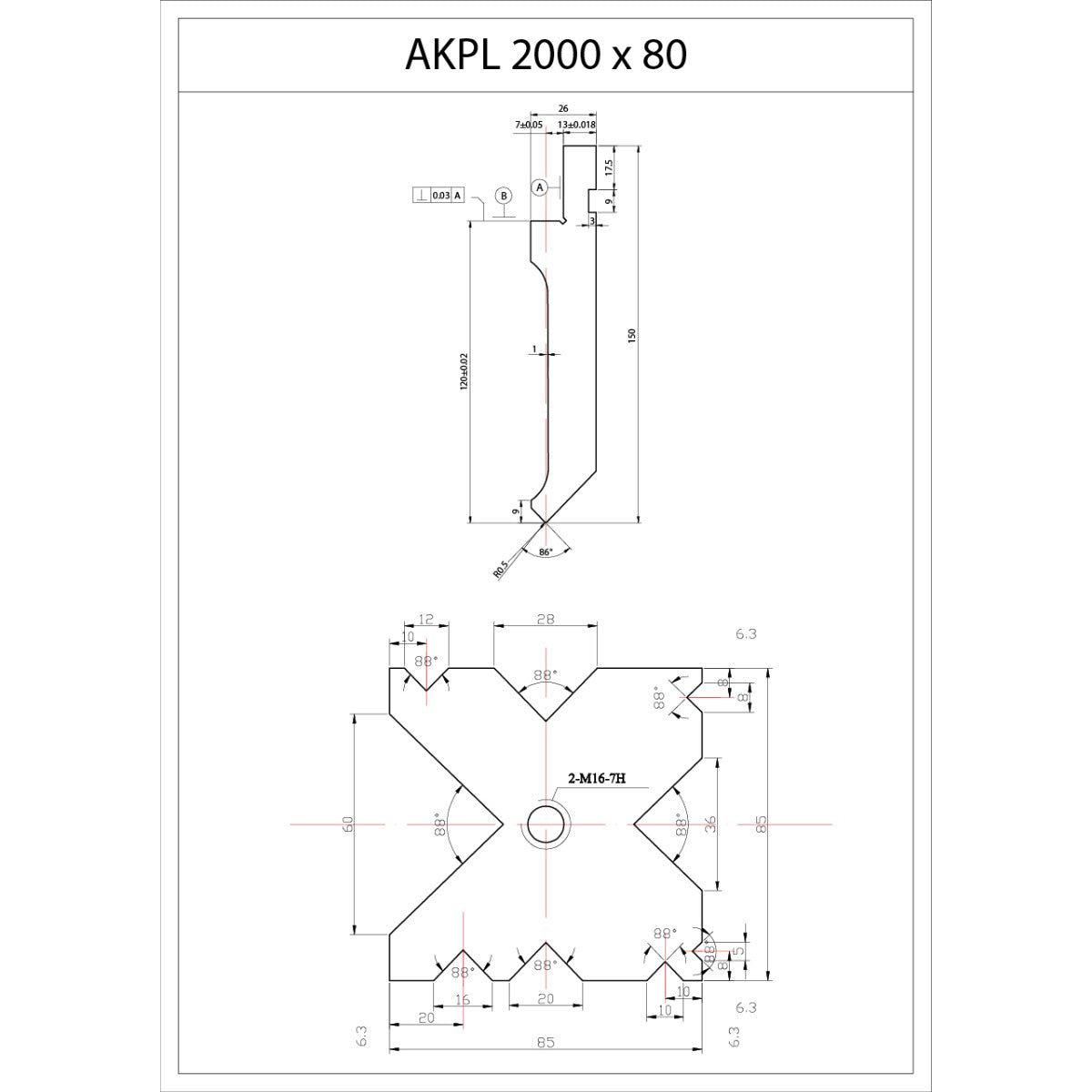 BERNARDO Hydraulische Abkantpresse – Modell AKPL 2000 x 80