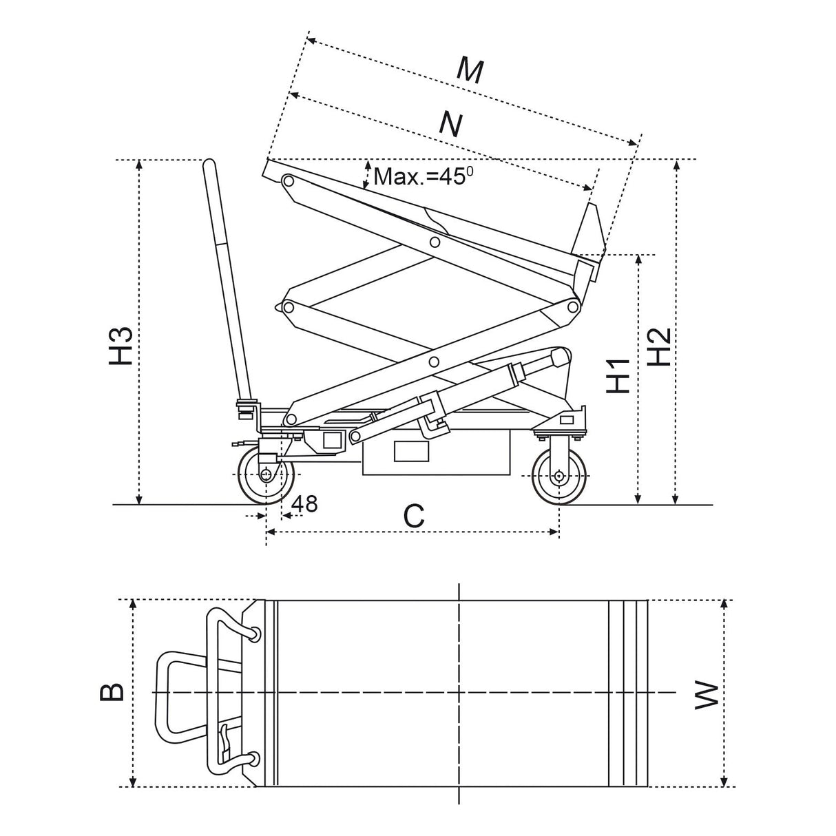 BERNARDO Hebe- und Kipptische – Modell HK 400