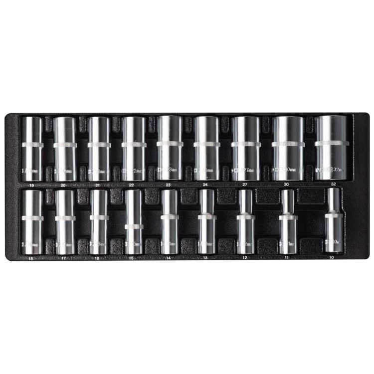 Deltach 1/2" Steckschlüsselsatz lang, 18 Stück, Modul M 120018