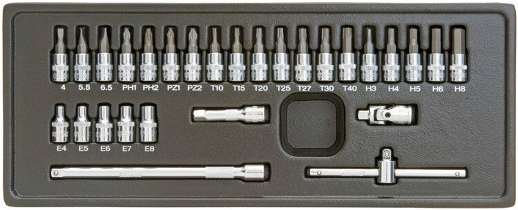 1/4" Bit-Kappe+E-Torx-Satz, 28-teilig, S-Modul
