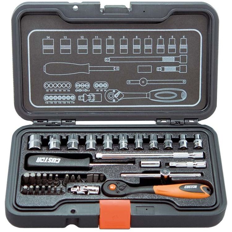 Custor 1/4" Stecknuss, Steckschlüsselnsatz, 37 Stück CTK02037K