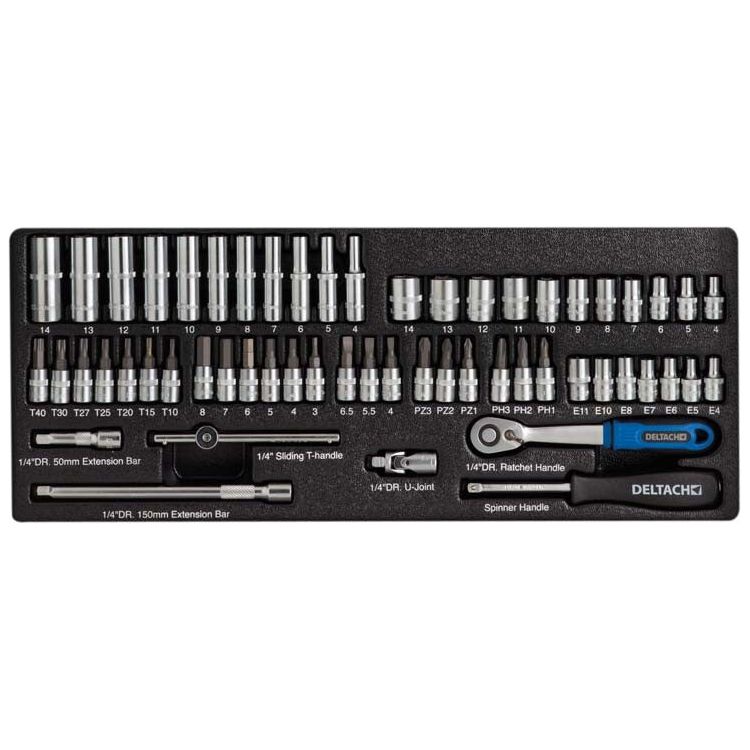 Deltach 1/4" Steckschlüsselsatz, 57 Stück, Modul M 140057