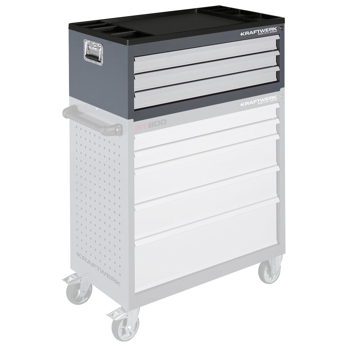Kraftwerk Basic Line Werkstattwagen „Made in Germany“ Modell Werkzeugtruhe für BT900, 3 Schubladen, leer