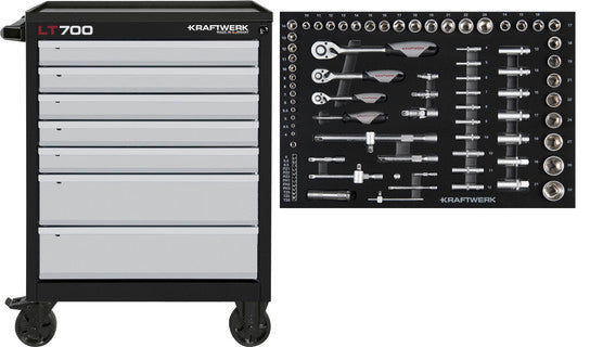 KRAFTWERK LT700 Werkstattwagen BASIC | 7 Schubladen, 87-tlg. Werkzeug-Set - KW-102.107.215