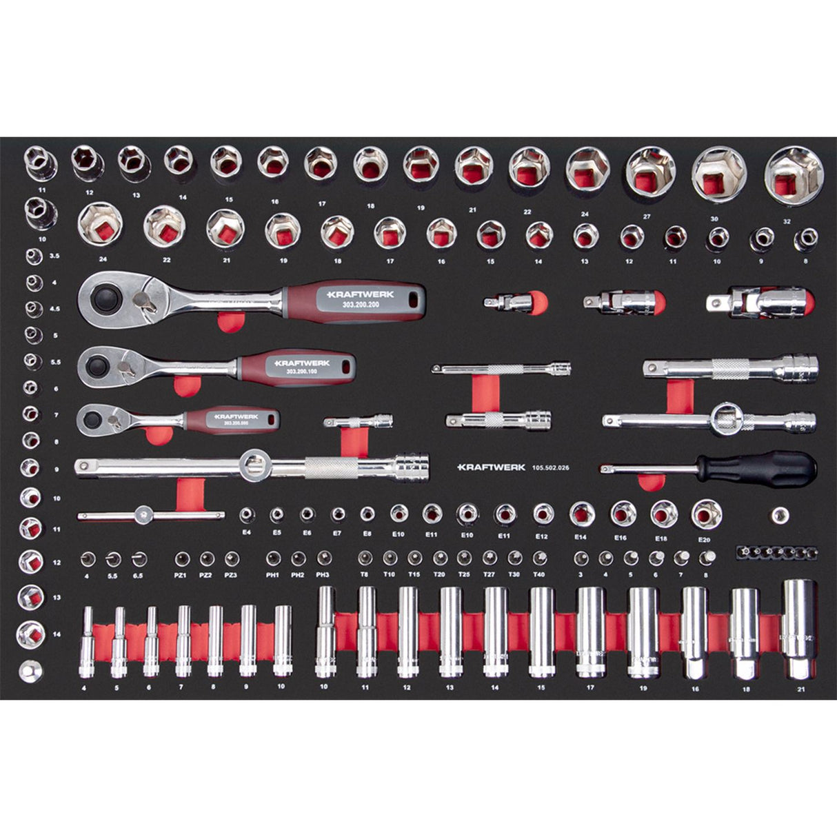 Kraftwerk Werkstattwagen bestückt „Made in Germany" BT700 Profi Werkstattwagen mit Werkzeug bestückt, 8 Schubladen, PRO, 296-tlg.