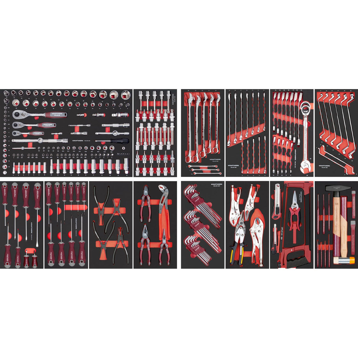 Kraftwerk Werkstattwagen bestückt „Made in Germany" BT900 Profi Werkstattwagen mit Werkzeug bestückt, 7 Schubladen, LINE, 291-tlg.