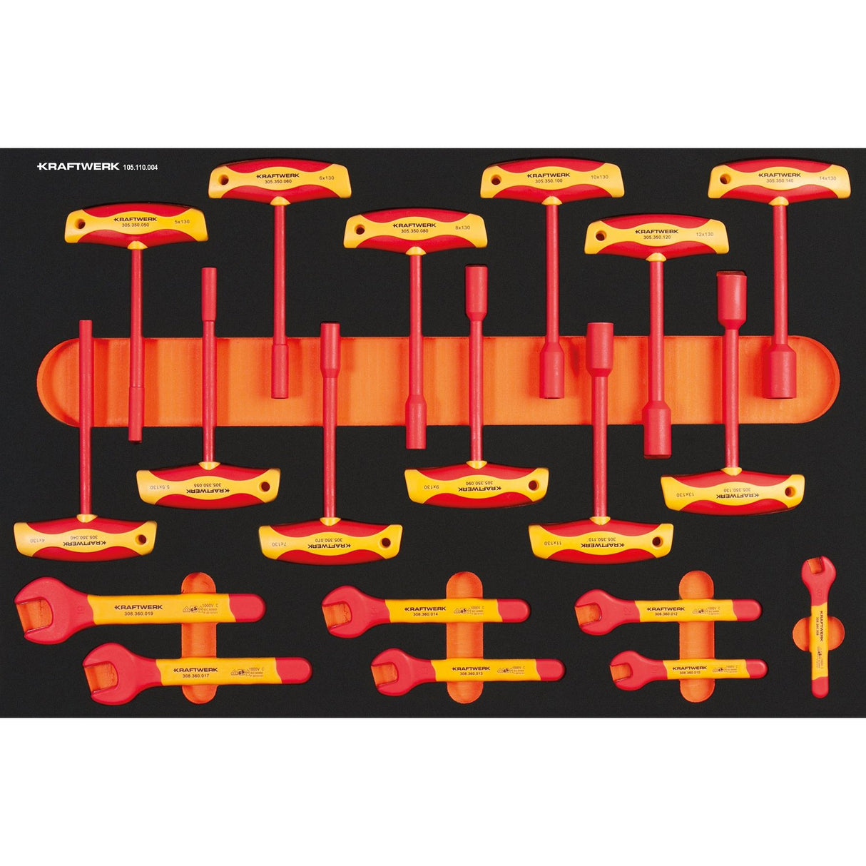 Kraftwerk VDE Maul- und T-Griff Steckschlüssel, EVA-Einlage, 60 x 40 cm, 19-tlg