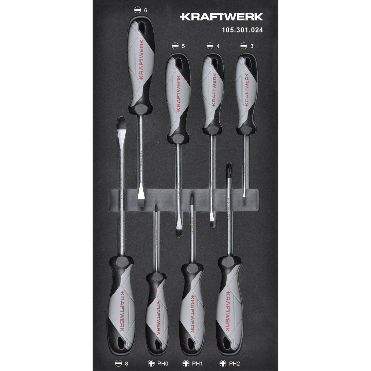 Kraftwerk BASIC LINE Schraubendreher Set, Schlitz & Phillips PH, EVA-Einlage, 20 x 40 cm, 8-tlg