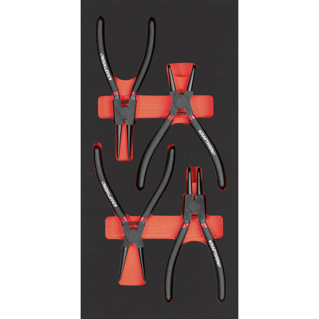 Kraftwerk PRO LINE Montagezangen Set für Innensicherungsringe, EVA-Einlage, 20 x 40 cm, 4-tlg