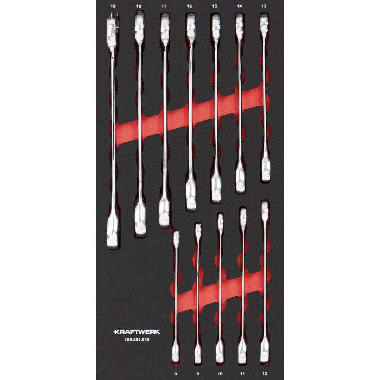 Kraftwerk PRO LINE Maulschlüssel mit Ringratschen Set, EVA-Einlage, 20 x 40 cm, 12-tlg