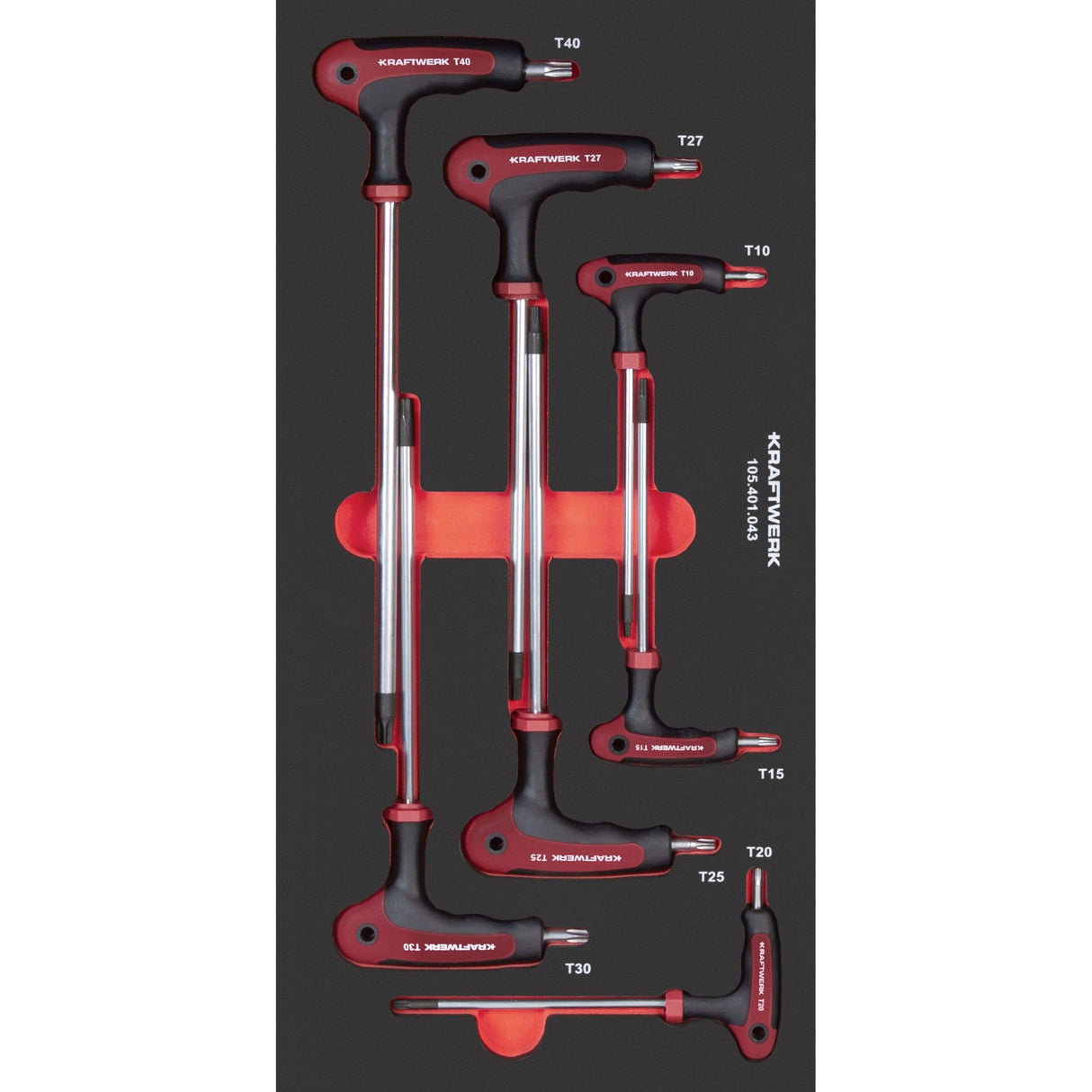 Kraftwerk PRO LINE Winkelschraubendreher mit T-Griff, TX, TORX, EVA-Einlage, 20 x 40 cm, 7-tlg