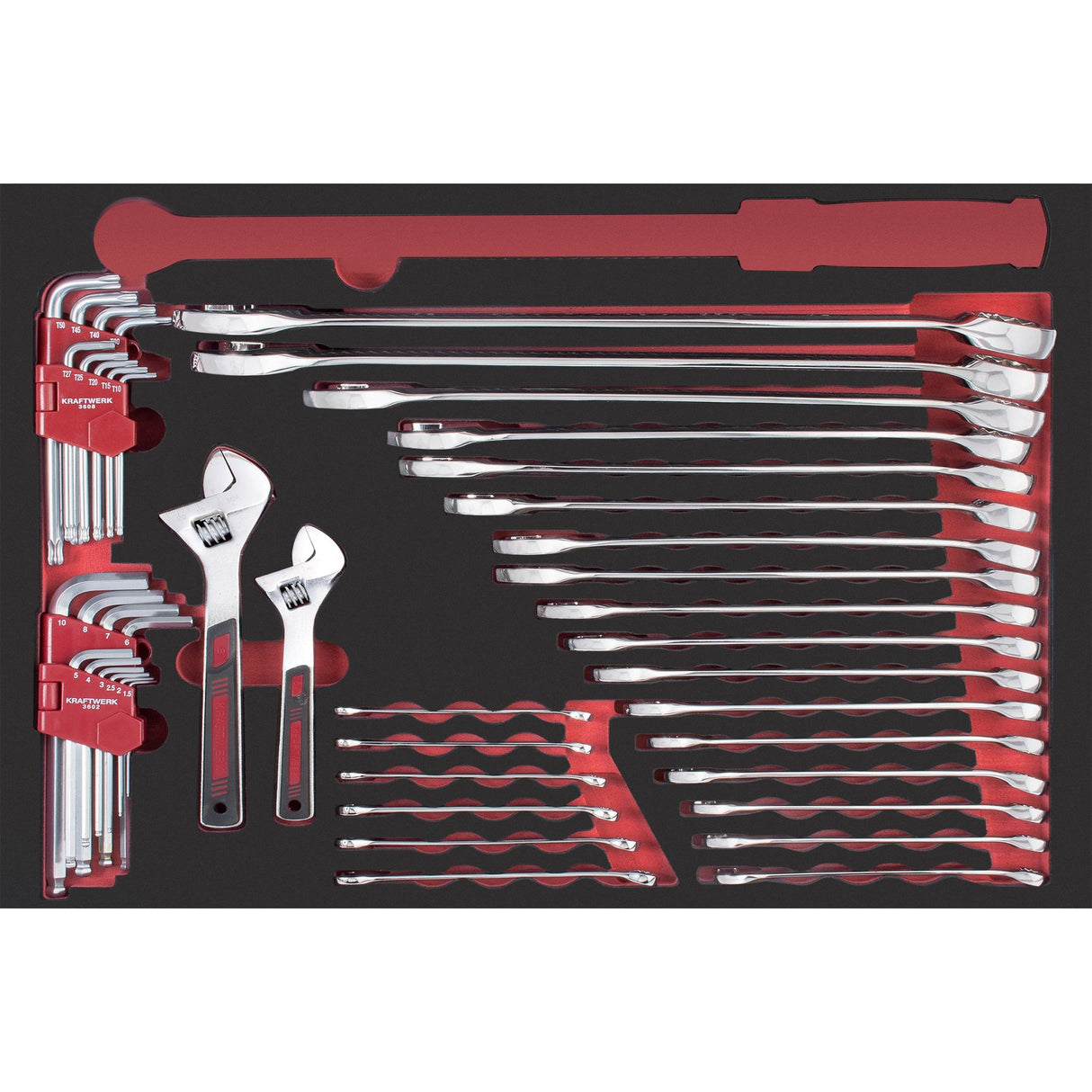 Kraftwerk PRO LINE Ring-Maulschlüssel & Winkelstiftschlüssel Set, EVA-Einlage, 60 x 40 cm, 43-tlg