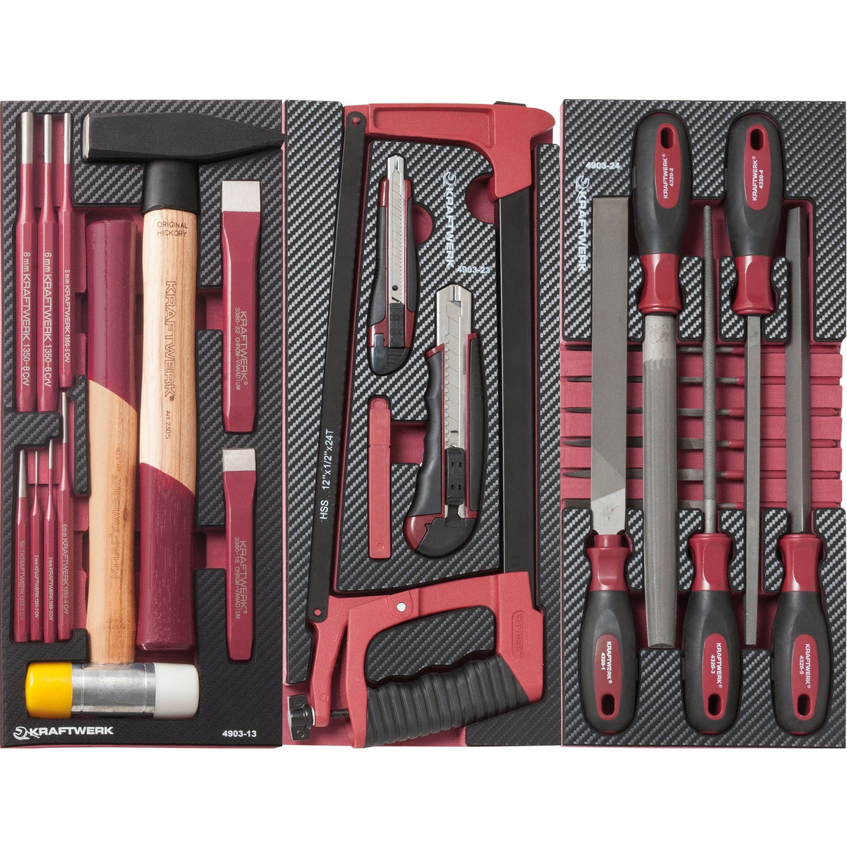 Kraftwerk PRO LINE Werkzeug-Satz, Schlag und Schneidwerkzeug mit Feilen, 40-tlg