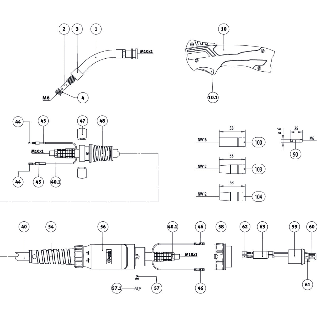 REHM MIG/MAG Schweißbrenner, gaskühlt EVO MB 15 3m Alu SM-1050156