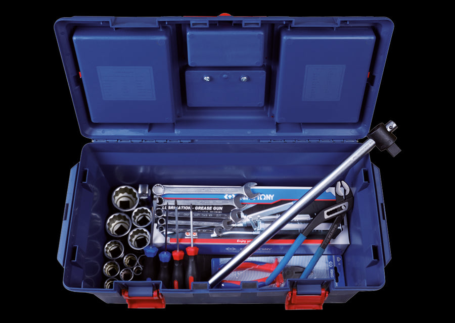 KING TONY Profi-Werkzeuge - Kompletter Kunststoff-Werkzeugkasten, Zoll - 27 tlg. 72026SR