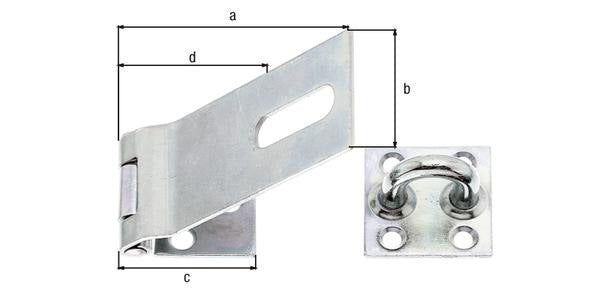 GAH Sicherheitsüberfalle 93 x 38 mm aus Stahl, galvanisch verzinkt und dickschichtpassiviert