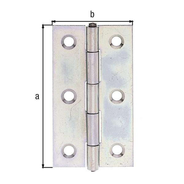 GAH Scharnier 82 x 45 mm sendzimirverzinkt, schmal, mit Edelstahl-Stift