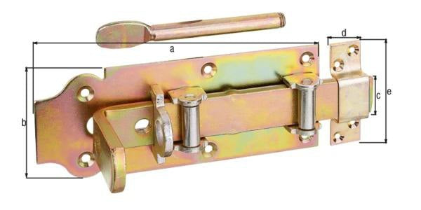 GAH Stalltür-Rollen-Schlossriegel 200 mm Stahl verzinkt mit Dickschichtschutz